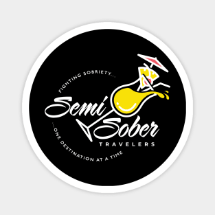 Semi Sober Travelers White Type Logo Magnet